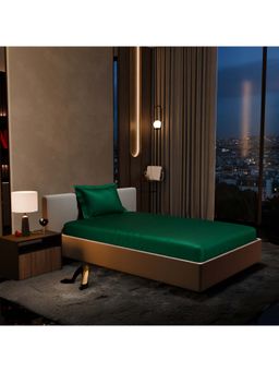 Stoa Paris - Dark Green Satin Single Fitted Sheet with 1 Pillow Cover
