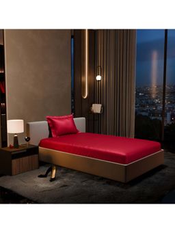 Stoa Paris - Red Satin Single Fitted Sheet with 1 Pillow Cover