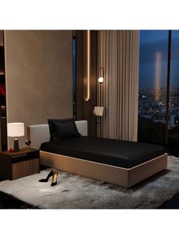 Stoa Paris - Black Satin Single Fitted Sheet with 1 Pillow Cover