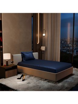 Stoa Paris - Navy Blue Satin Single Fitted Sheet with 1 Pillow Cover