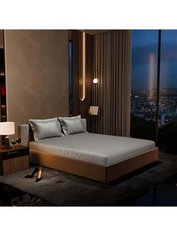 Stoa Paris - Grey Satin Fitted Sheet with 2 Pillow Covers