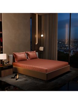 Stoa Paris - Melted Caramel Satin Fitted Sheet with 2 Pillow Covers