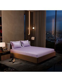 Stoa Paris - Lavender Satin Fitted Bedsheet with Pillow Covers