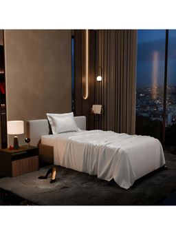 Stoa Paris - White Satin Single Bedsheet with 1 Pillow Cover