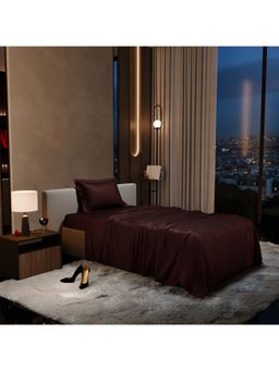 Stoa Paris - Brown Single Satin Bedsheet with 1 Pillow Cover