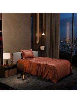 Stoa Paris - Rust Single Satin Bedsheet with 1 Pillow Cover