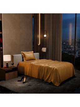Stoa Paris - Gold Single Satin Bedsheet with 1 Pillow Cover
