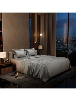 Stoa Paris - Grey Queen Satin Bedsheet with 2 Pillow Covers