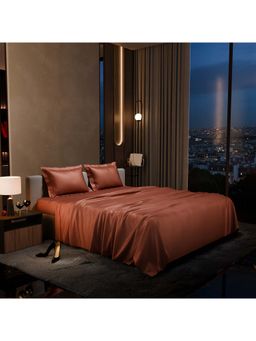Stoa Paris - Camel Rust Satin Queen Bedsheet & 2 Pillow Covers