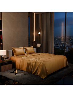 Stoa Paris - Gold Queen Satin Bedsheet with 2 Pillow Covers