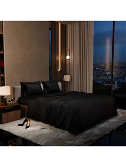 Stoa Paris - Black King Satin Bedsheet with 2 Pillow Covers