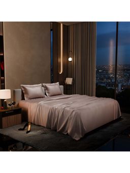 Stoa Paris - Beige King Satin Bedsheet with 2 Pillow Covers