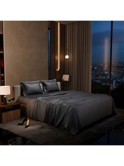 Stoa Paris - Dark Grey King Satin Bedsheet with 2 Pillow Covers