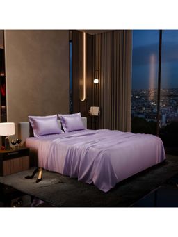 Stoa Paris - Lavender Flat King Satin Bedsheet with 2 Pillow Covers