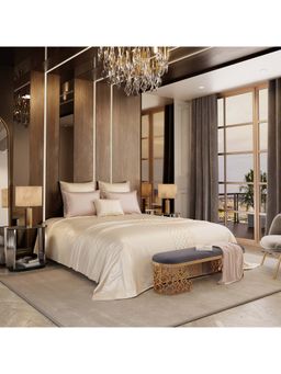 Stoa Paris - Ivory King Bedsheet with 4 Pillow Covers & Cushions