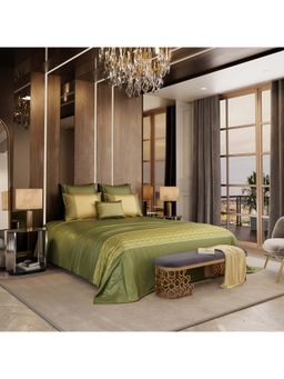 Stoa Paris - Olive Regal King Bedsheet with 4 Pillow Covers & Cushions