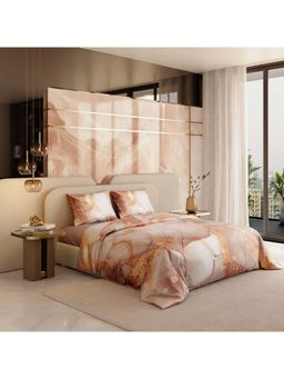 Stoa Paris - Champagne 300 Tc Satin Bedsheet & Comforter with 2 Pillow Covers (King)