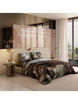 Stoa Paris - Green 300 Tc Satin Bedsheet & Comforter with 2 Pillow Covers (King)