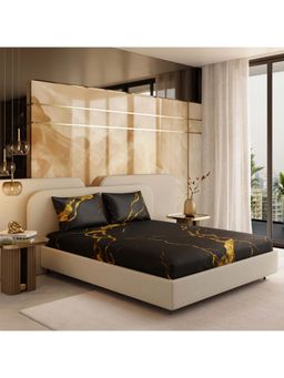 Stoa Paris - Louvre 300 Tc Embers In The Dark Fitted Bedsheet with 2 Pillow Covers (King)