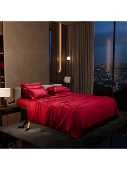 Stoa Paris - Super Super King Size Bedsheet with 4 Pillow Covers, Date Night Collection - Flirty Red