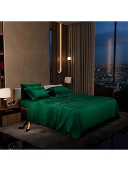 Stoa Paris - Super Super King Size Bedsheet with 4 Pillow Covers, Date Night Collection - Emerald Green