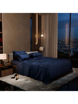 Stoa Paris - Super Super King Size Bedsheet with 4 Pillow Covers, Date Night Collection - Mystique Blue