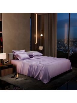Stoa Paris - Super King Size Bedsheet with 4 Pillow Covers, Date Night - Lilac