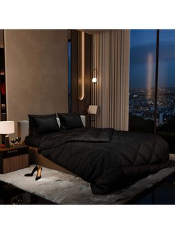 Stoa Paris - Date Night Midnight Black Bed In A Bag Double Bedsheet, Comforter with 2 Pillow Cover