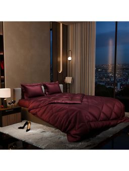 Stoa Paris - Date Night Velvet Wine Bed In A Bag Double Bedsheet, Comforter with 2 Pillow Cover