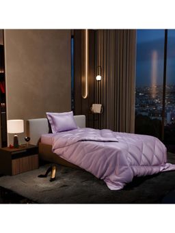 Stoa Paris - Satin Comforter with Single Bedsheet & Pillow Covers Complete Bedding Set Lilac Affair