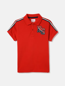 Blue Giraffe - Boys Red Collared Short Sleeve Polo T-Shirt