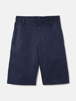 Blue Giraffe - Boys Blue Solid Mid-Rise Chinos Shorts