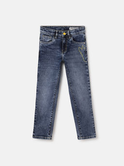 Blue Giraffe - Boys Blue Solid Mid-Rise Straight Fit Jeans