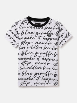 Blue Giraffe - Boys White Crew Neck Short Sleeve T-Shirt