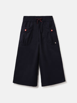 ELLE - Girls Black Solid Mid-Rise Wide Trouser