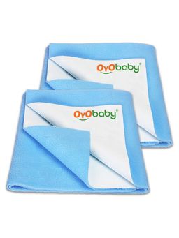 OYO BABY - Blue Solid Baby Dry Sheets (Pack of 2)
