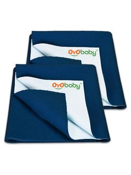 OYO BABY - Blue Solid Baby Dry Sheets (Pack of 2)