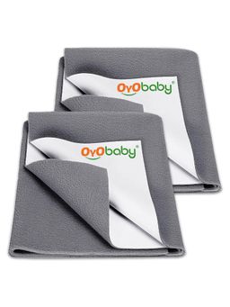 OYO BABY - Grey Baby Instadry Anti-Piling Dry Sheets (Pack of 2)