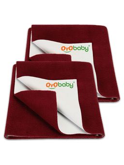 OYO BABY - Maroon Baby Instadry Anti-Piling Dry Sheets (Pack of 2)