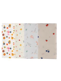 DULAAR - Multi-Color Baby Printed Organic Muslin Swaddles (Pack of 4)