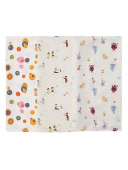 DULAAR - Multi-Color Baby Printed Organic Muslin Swaddles (Pack of 3)