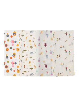 DULAAR - Multi-Color Baby Printed Organic Muslin Swaddles (Pack of 4)