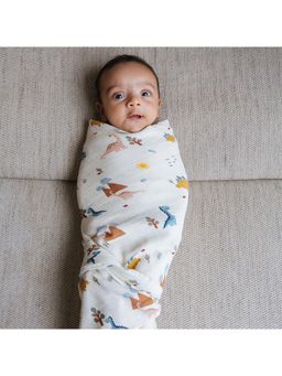 DULAAR - Off White Baby Printed Organic Muslin Swaddle