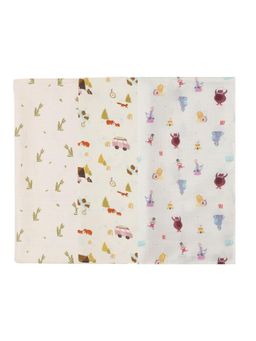 DULAAR - Multi-Color Baby Printed Organic Muslin Swaddles (Pack of 3)