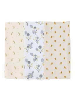DULAAR - Multi-Color Baby Floral Printed Organic Muslin Swaddles (Pack of 3)