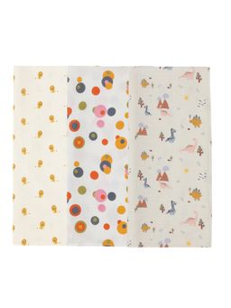 DULAAR - Multi-Color Baby Printed Organic Muslin Swaddles (Pack of 3)