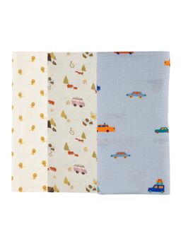 DULAAR - Multi-Color Baby Printed Organic Muslin Swaddles (Pack of 3)