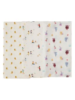 DULAAR - Multi-Color Baby Printed Organic Muslin Swaddles (Pack of 3)