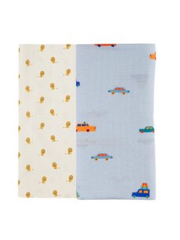 DULAAR - Multi-Color Baby Printed Organic Muslin Swaddles (Pack of 2)