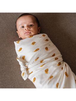 DULAAR - Off White Baby Printed Organic Muslin Swaddle